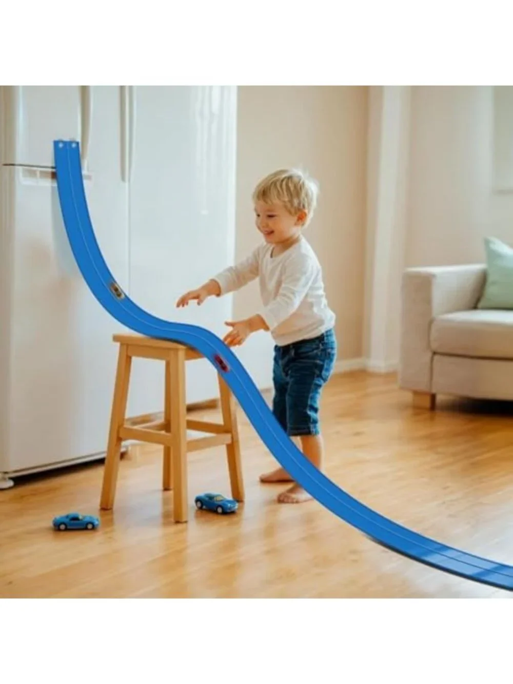 Flexible Race Car Ramp Track Set, 15 Ft with Suction Cups for Ages 3+, Diecast